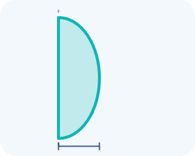 Moderate profile breast implant side view showing base width and projection